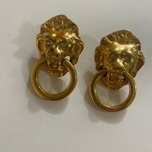 Gold Lion Head Door Knocker Earrings